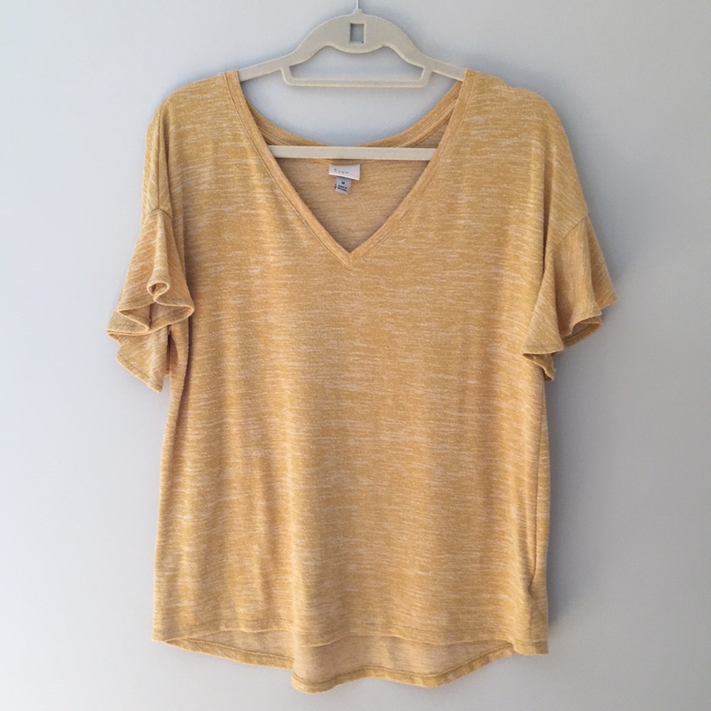 Yellow flutter sleeve soft tee